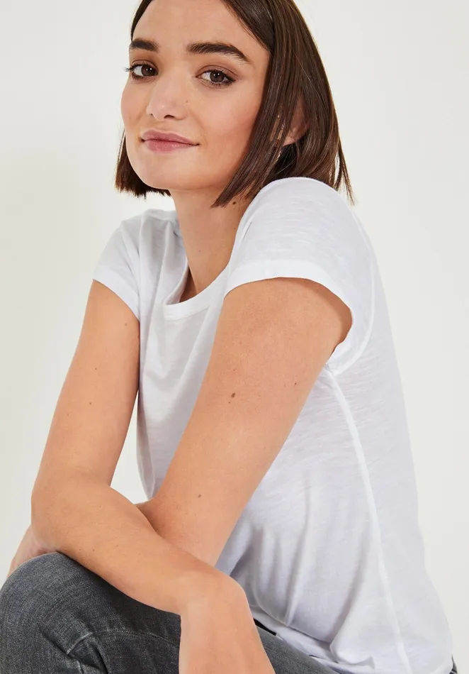 Tops and TShirts Women Hush Slim Fit Crew Tee White