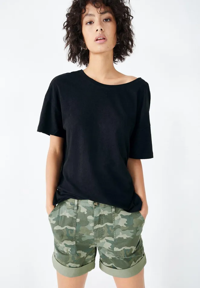 Tops and TShirts Women Hush VBack Jersey TShirt Black