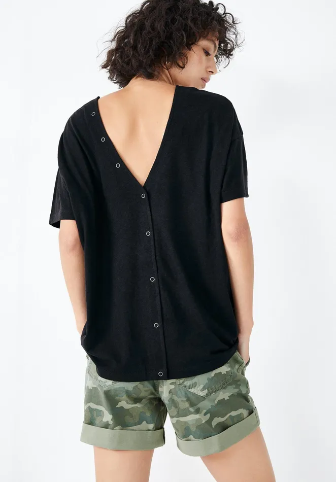 Tops and TShirts Women Hush VBack Jersey TShirt Black