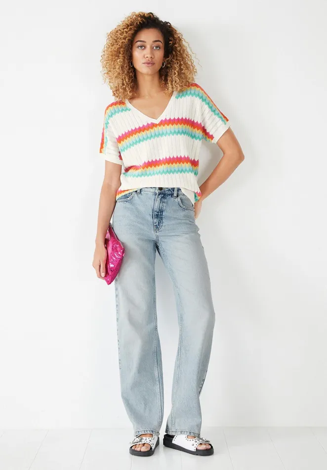 Tops and TShirts Women Hush Wilma Striped Knitted TShirt Ecrumulti