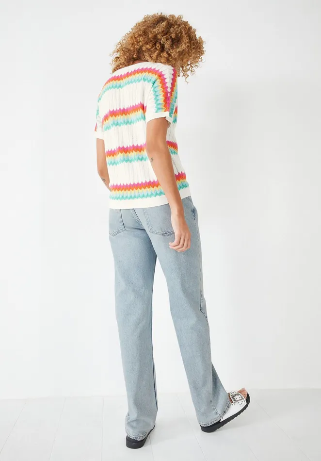 Tops and TShirts Women Hush Wilma Striped Knitted TShirt Ecrumulti