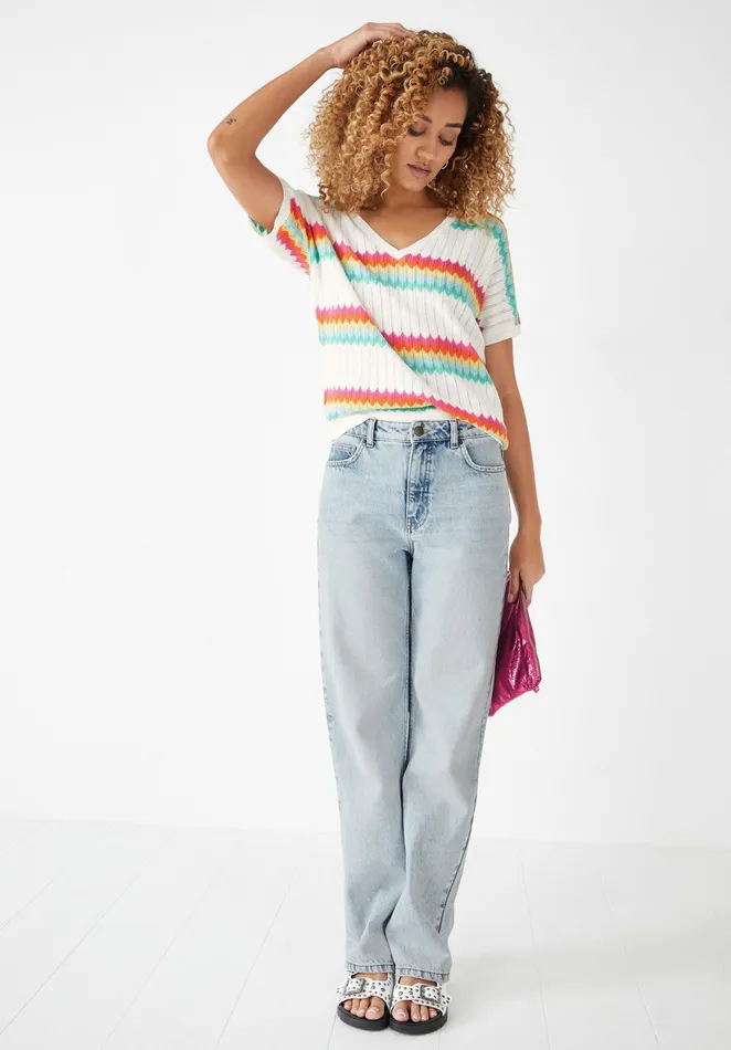 Tops and TShirts Women Hush Wilma Striped Knitted TShirt Ecrumulti