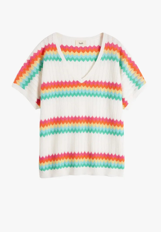 Tops and TShirts Women Hush Wilma Striped Knitted TShirt Ecrumulti