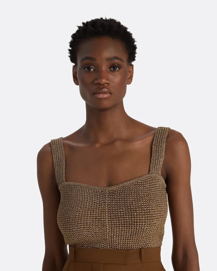 Tops Safiyaa Women Geena Gold Knit Top Gold
