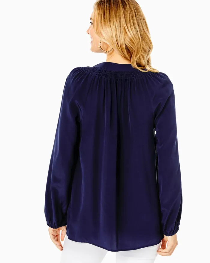 Tops WomenHome and Gifts Lilly Pulitzer Elsa Silk Top True Navy