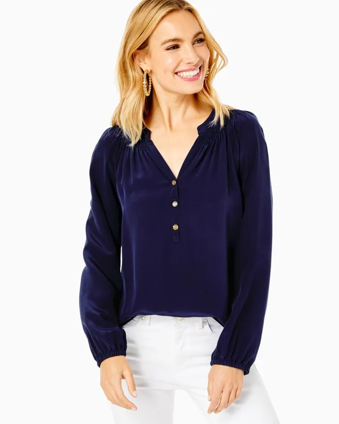 Tops WomenHome and Gifts Lilly Pulitzer Elsa Silk Top True Navy Tops WomenHome and Gifts Lilly Pulitzer Elsa Silk Top True Navy