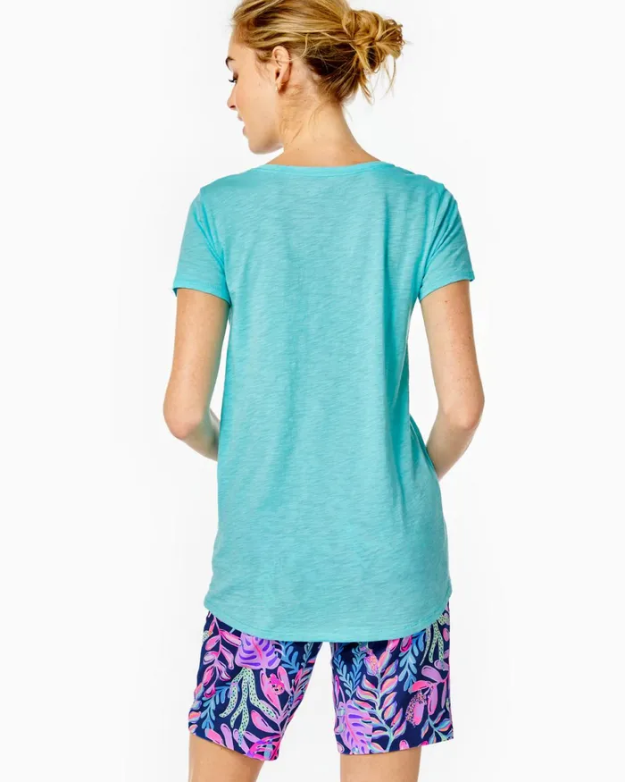 Tops Women Lilly Pulitzer Etta VNeck Top Blue Horizon