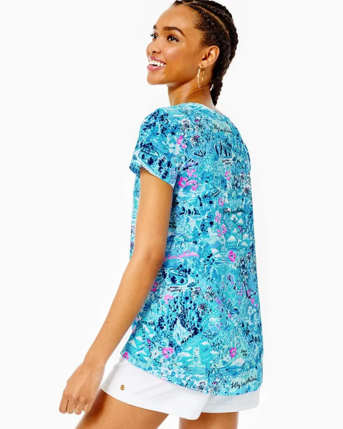 Tops Women Lilly Pulitzer Etta VNeck Top Blue Peri Lilly Loves North Carolina