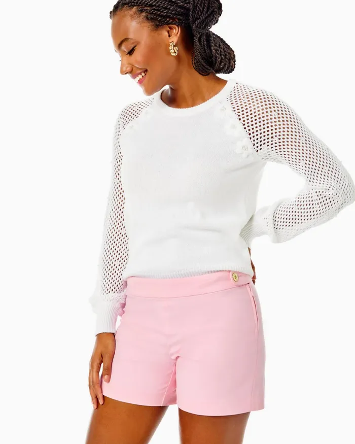 Tops Women Lilly Pulitzer Faira Sweater Resort White Pearl Blossom Embroidery Tops Women Lilly Pulitzer Faira Sweater Resort White Pearl Blossom Embroidery
