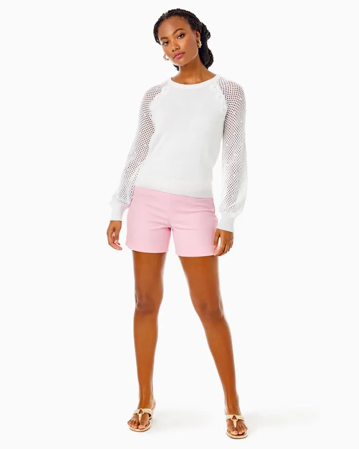 Tops Women Lilly Pulitzer Faira Sweater Resort White Pearl Blossom Embroidery Tops Women Lilly Pulitzer Faira Sweater Resort White Pearl Blossom Embroidery