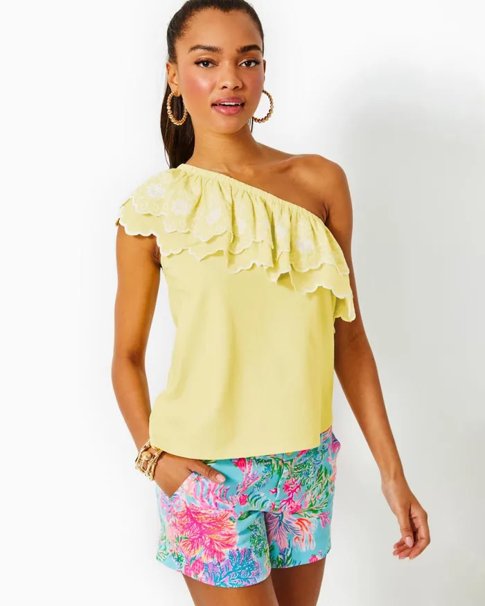 Tops Women Lilly Pulitzer Kym Knit Top Creme Fraiche Tops Women Lilly Pulitzer Kym Knit Top Creme Fraiche