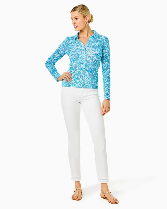 Tops Women Lilly Pulitzer Reema Polo Top Resort White Took Me By Sunrise Tops Women Lilly Pulitzer Reema Polo Top Resort White Took Me By Sunrise