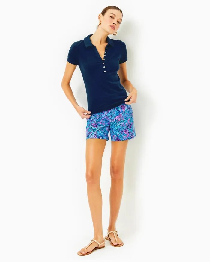 Tops Women Lilly Pulitzer Reema Short Sleeved Top Aegean Navy Tops Women Lilly Pulitzer Reema Short Sleeved Top Aegean Navy