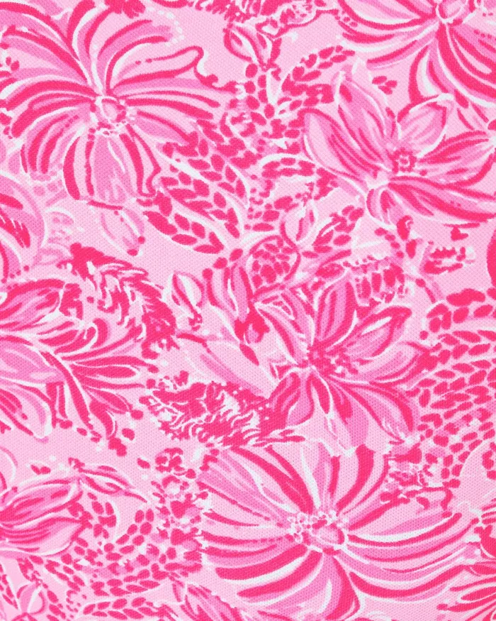 Tops Women Lilly Pulitzer UPF 50 Luxletic Imara Polo Top Pink Blossom Foxy Llama