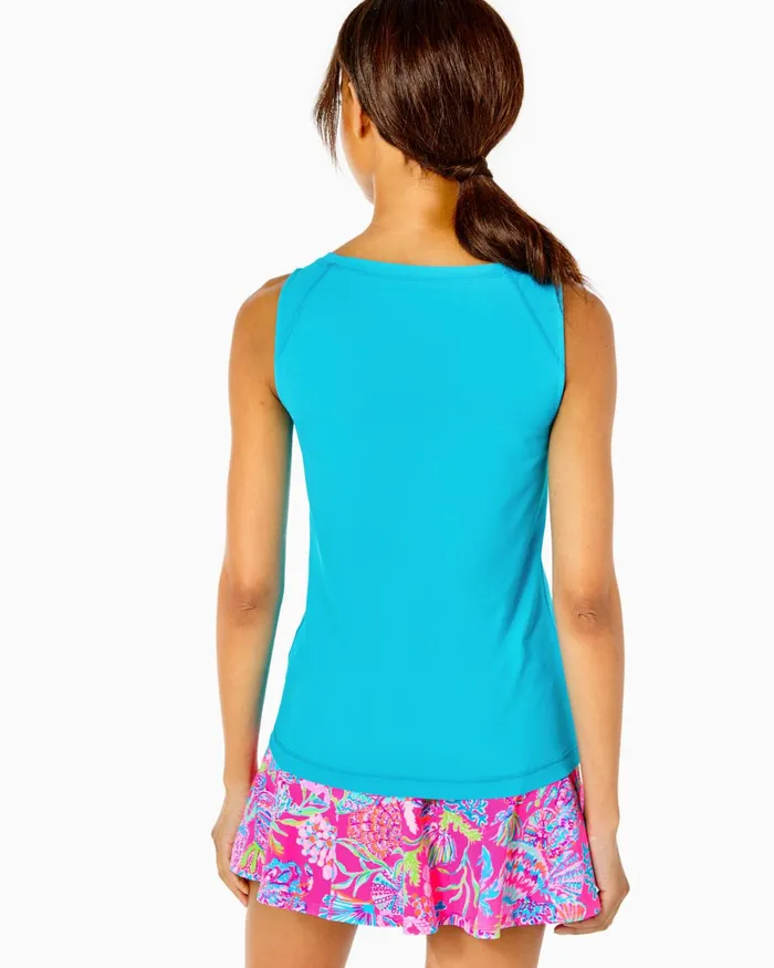 Tops Women Lilly Pulitzer UPF 50 Luxletic Renay Active Tank Top Turquoise Oasis