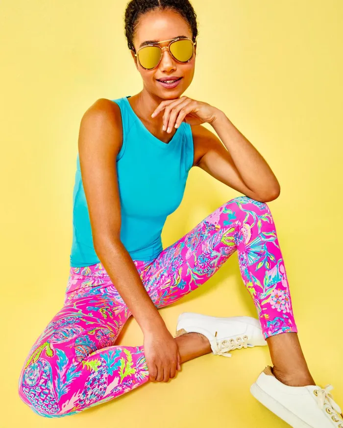 Tops Women Lilly Pulitzer UPF 50 Luxletic Renay Active Tank Top Turquoise Oasis