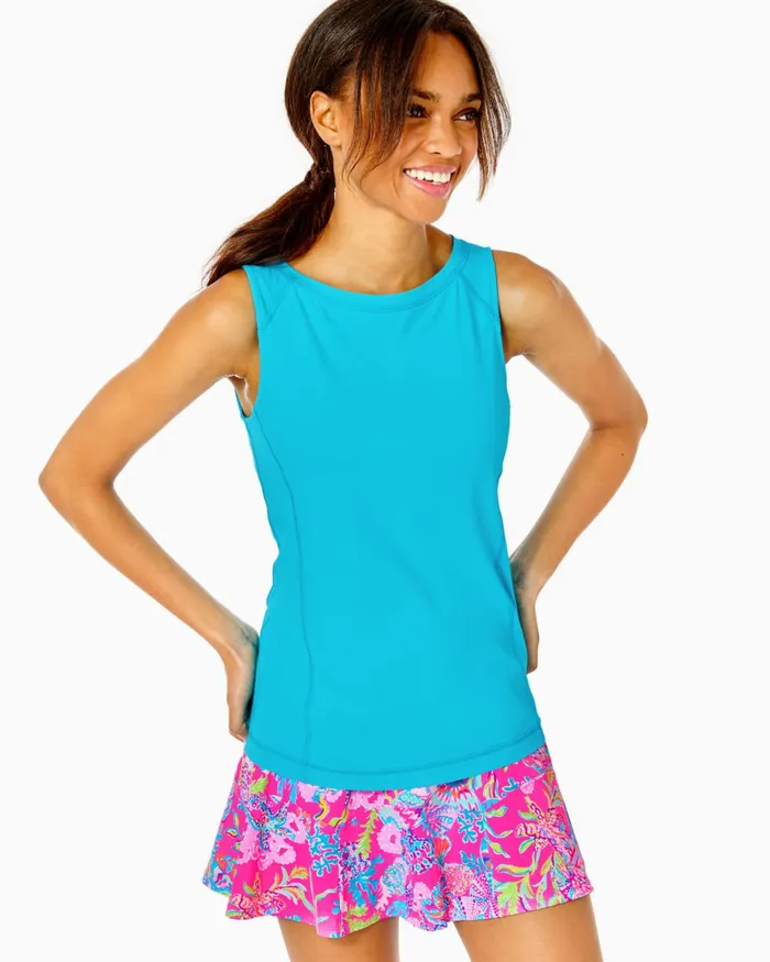 Tops Women Lilly Pulitzer UPF 50 Luxletic Renay Active Tank Top Turquoise Oasis