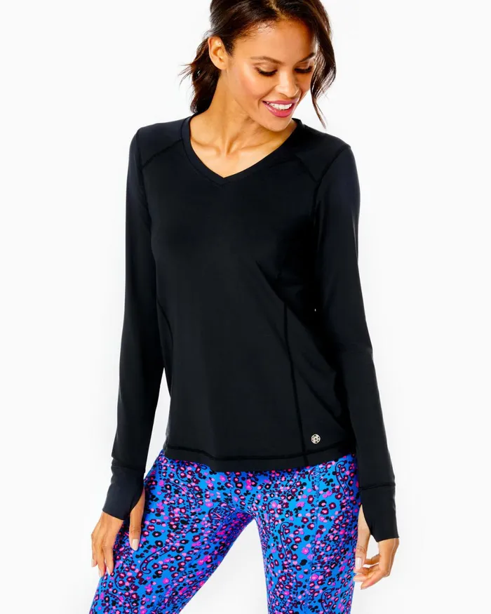 Tops Women Lilly Pulitzer UPF 50 Luxletic Renay Sunguard Top Onyx Tops Women Lilly Pulitzer UPF 50 Luxletic Renay Sunguard Top Onyx