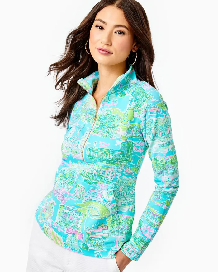 Tops Women Lilly Pulitzer UPF 50 Skipper Popover Multi Lilly Loves Philly