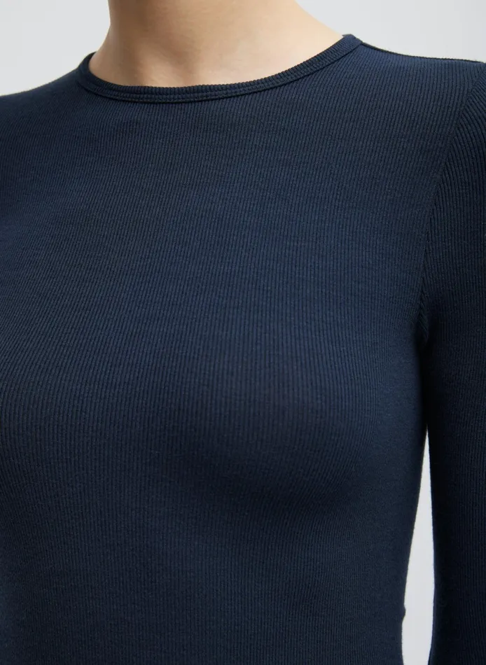 Tops Women Tibi Circular Ribbed Crewneck Pullover TShirt