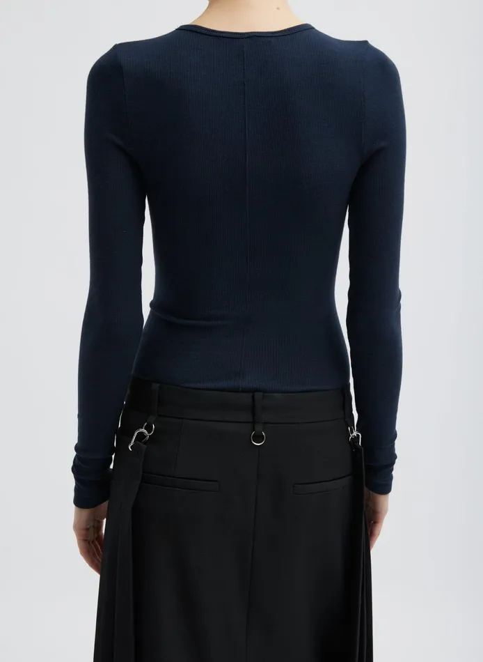 Tops Women Tibi Circular Ribbed Crewneck Pullover TShirt
