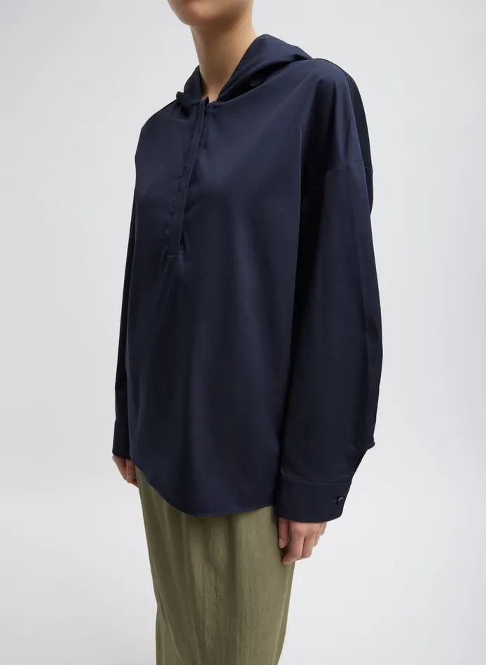 Tops Women Tibi Eco Poplin Hooded Shirt