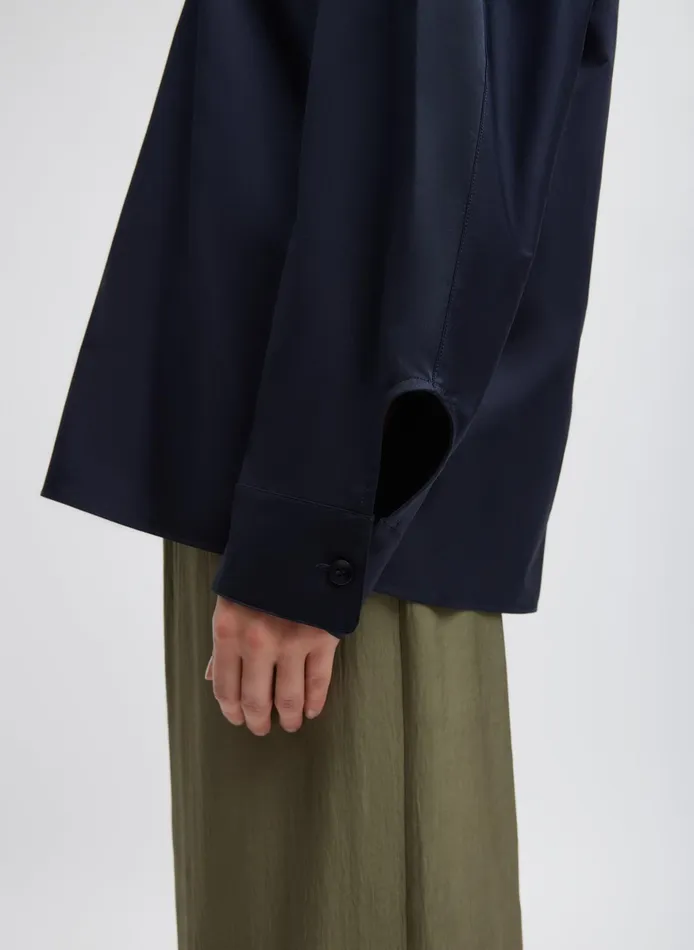 Tops Women Tibi Eco Poplin Hooded Shirt