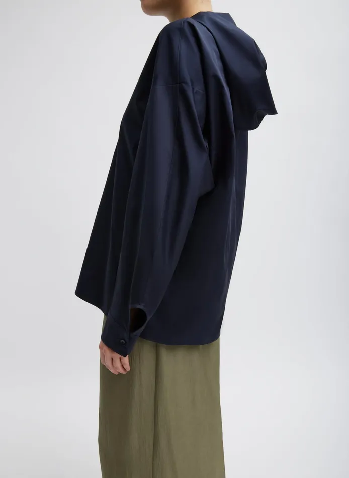Tops Women Tibi Eco Poplin Hooded Shirt