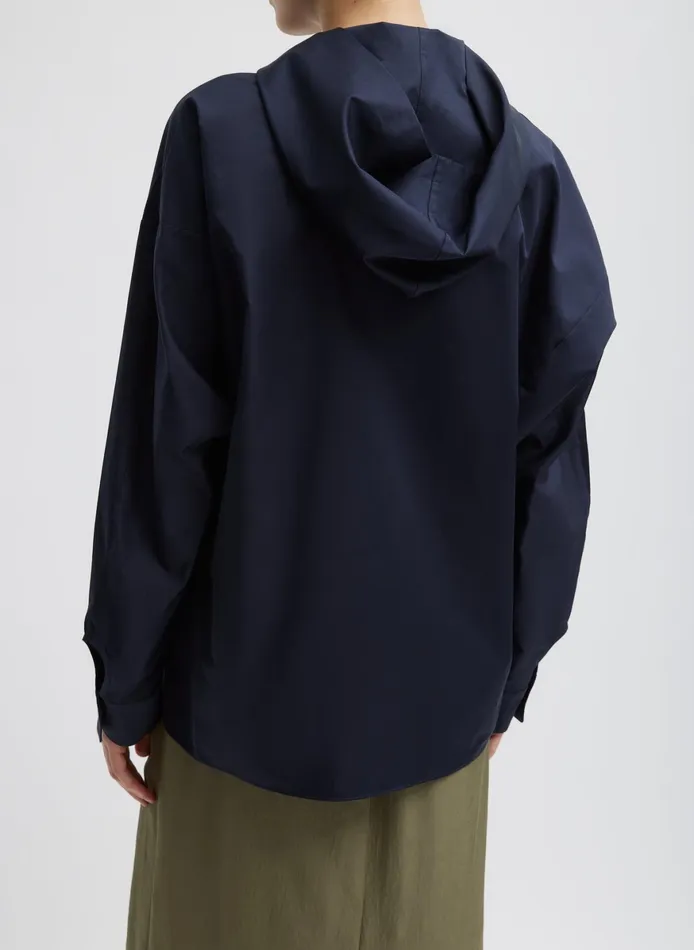 Tops Women Tibi Eco Poplin Hooded Shirt