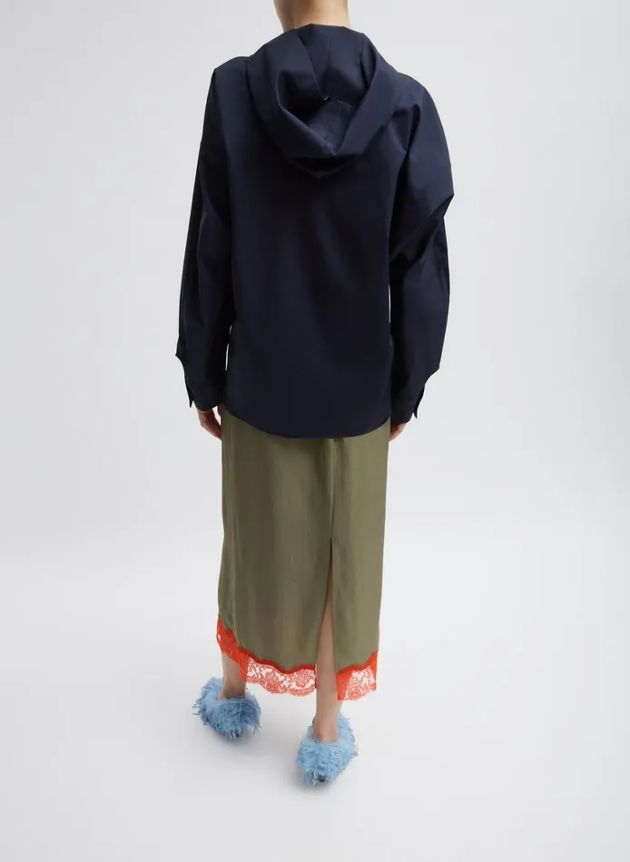 Tops Women Tibi Eco Poplin Hooded Shirt