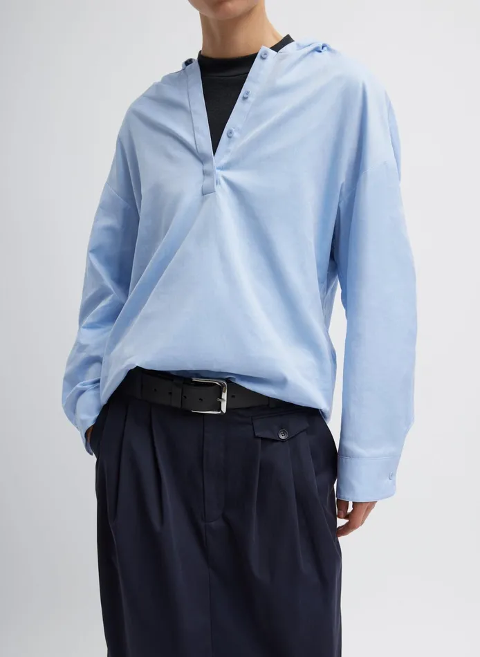 Tops Women Tibi Oxford Shirting Hooded Shirt