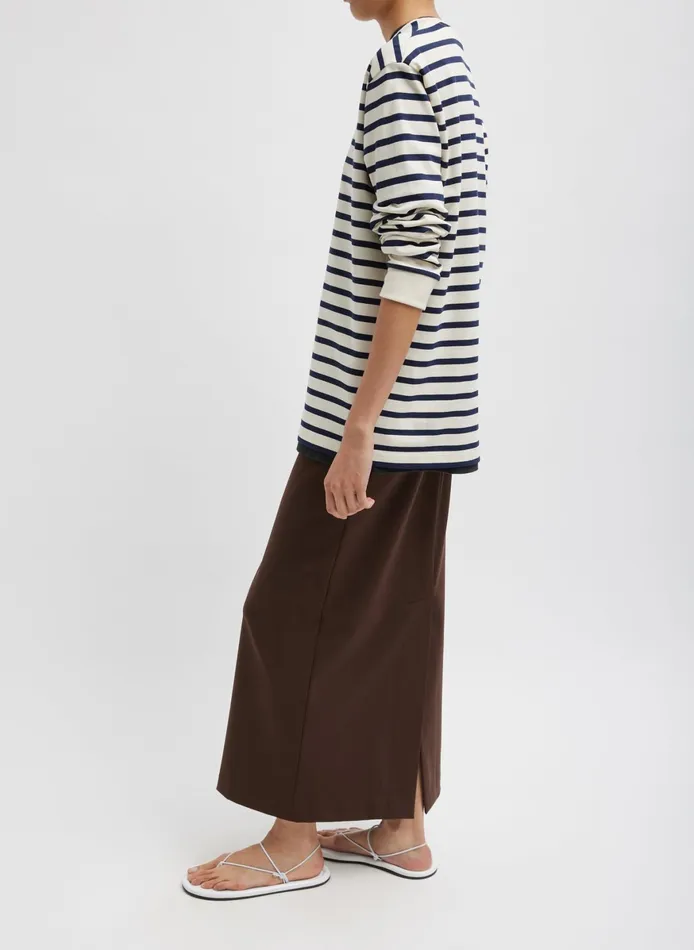 Tops Women Tibi Striped Perfect TShirt Crewneck Unisex Long Sleeve TShirt