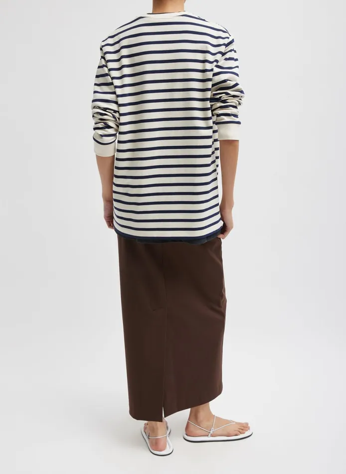 Tops Women Tibi Striped Perfect TShirt Crewneck Unisex Long Sleeve TShirt