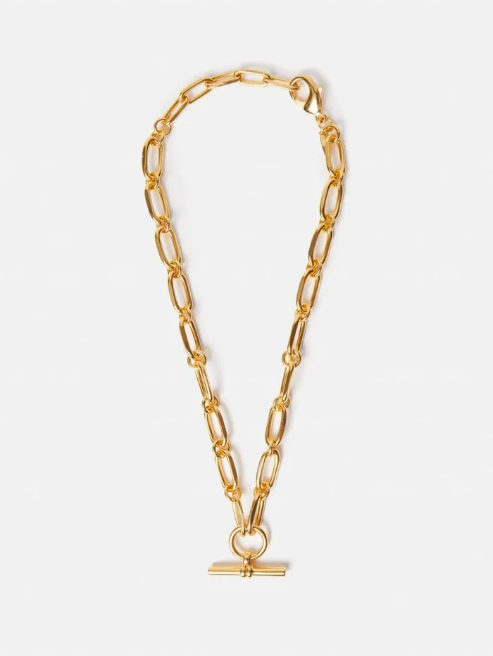 Trombone Link Chain Necklace Gold Women Jigsaw Party