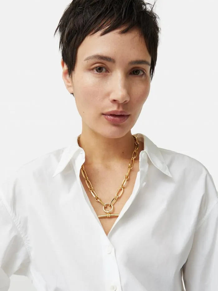 Trombone Link Chain Necklace Gold Women Jigsaw Party