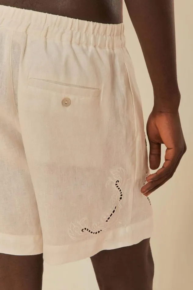 Tropical Destination Embroidered Euroflax Premium Linen Shorts Women FARM Rio Shorts