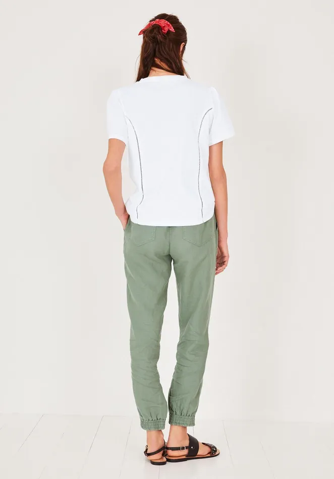 Trousers Women Hush Cropped Linen Joggers Khaki