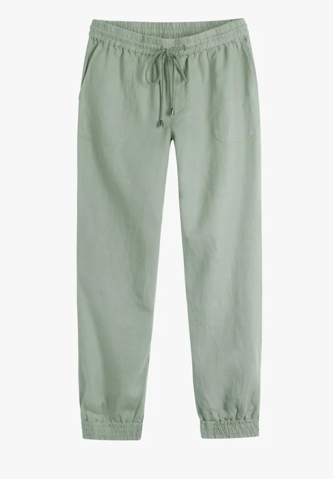 Trousers Women Hush Cropped Linen Joggers Khaki