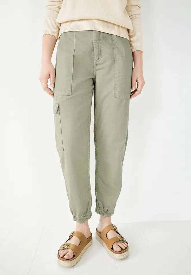 Trousers Women Hush Fenn Cuffed Cargo Chinos Seagrass Green