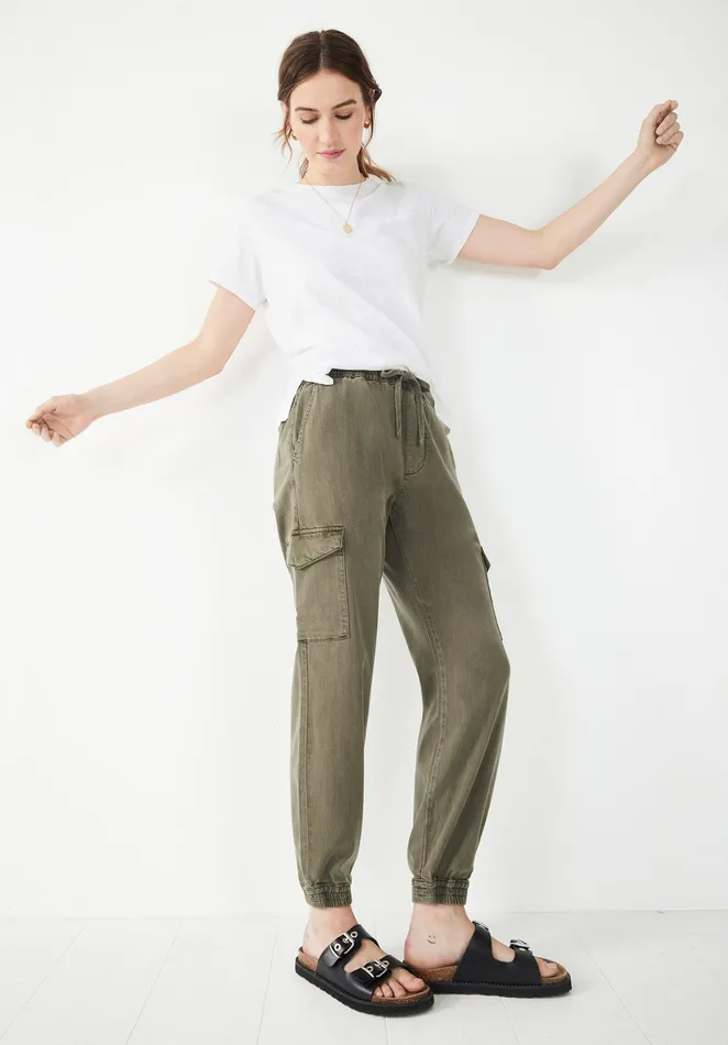 Trousers Women Hush Washed Cargo Trousers Khaki