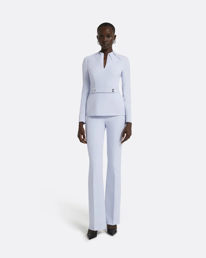 Trousers Women Safiyaa Alexa Silk Blue Trousers Silk Blue