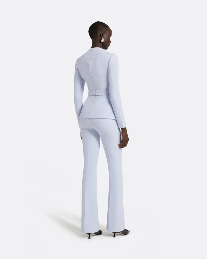 Trousers Women Safiyaa Alexa Silk Blue Trousers Silk Blue
