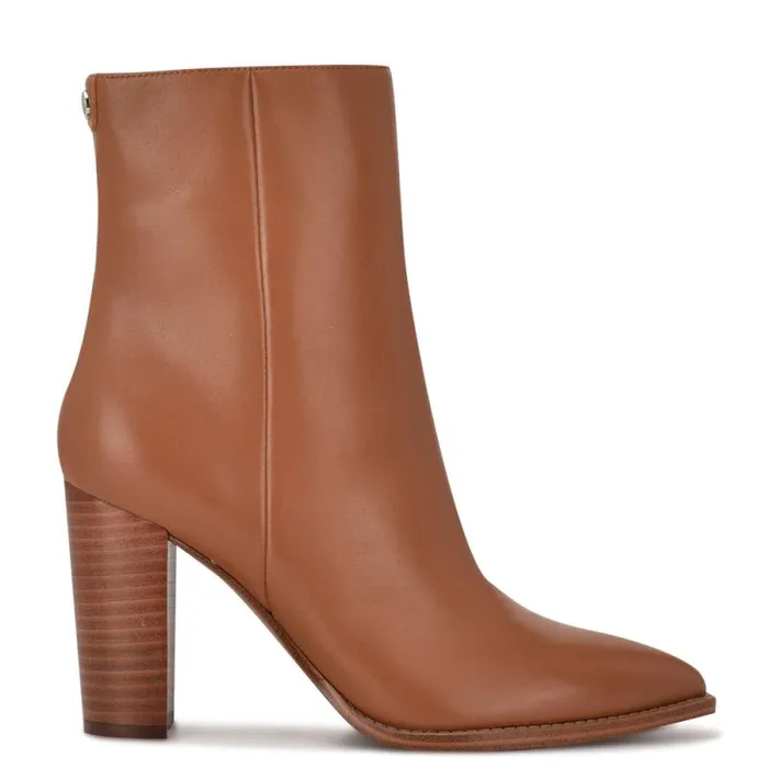 Tryme 92159 Heeled Booties New Luggage Leather Women Nine West Heels