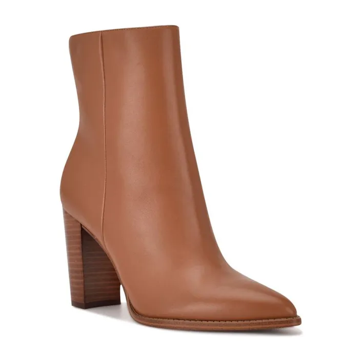Tryme 92159 Heeled Booties New Luggage Leather Women Nine West Heels