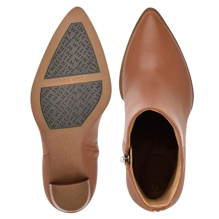 Tryme 92159 Heeled Booties New Luggage Leather Women Nine West Heels