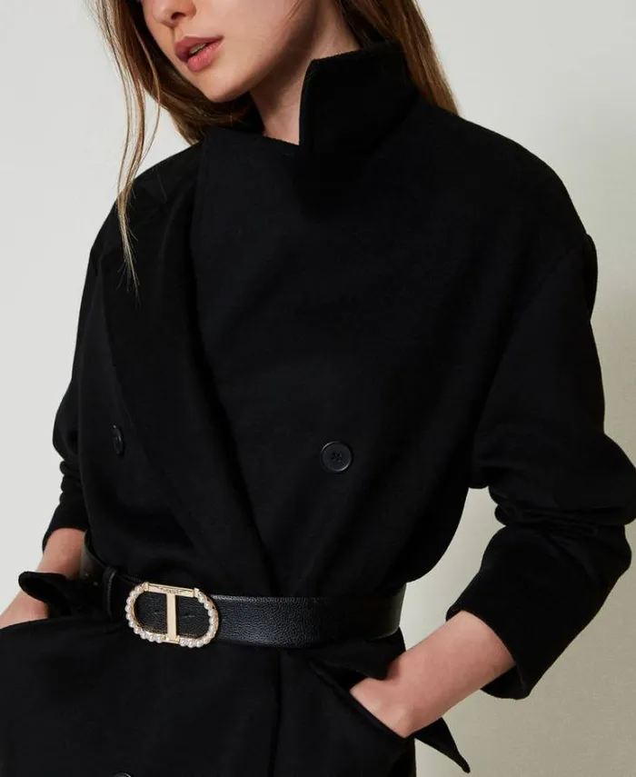 Twinset Belts Belt With Oval T Buckle And Pearls Black 8211 Accessories