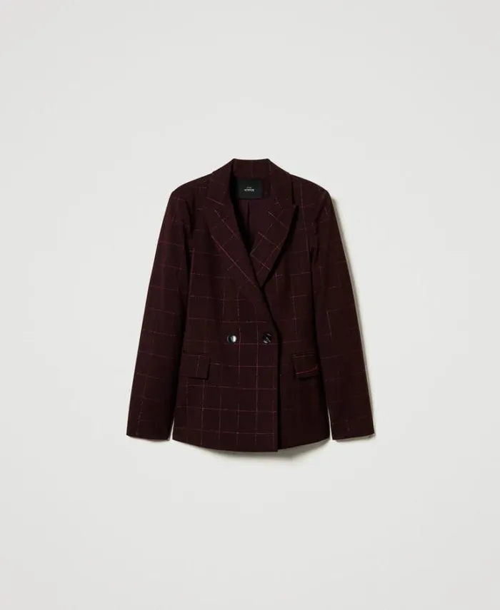 Twinset Blazers Blazer With Lurex Check Pattern Potent Purple 8211 Clothing