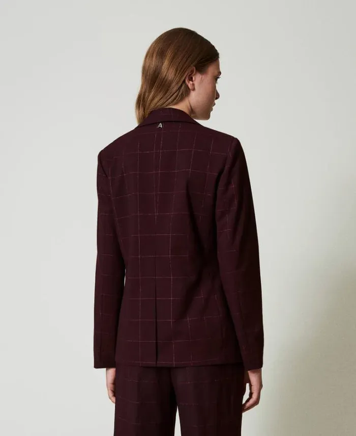 Twinset Blazers Blazer With Lurex Check Pattern Potent Purple 8211 Clothing