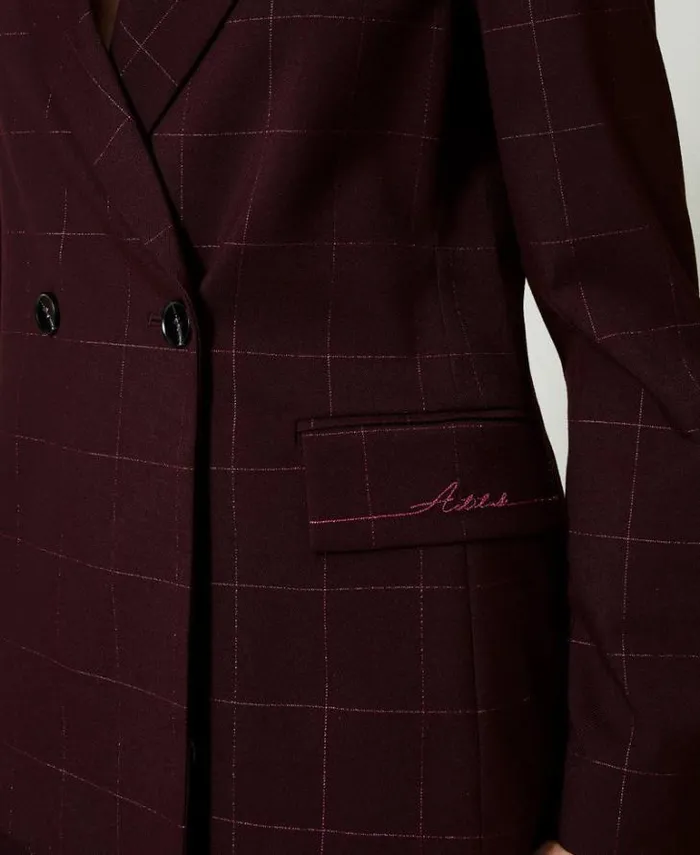 Twinset Blazers Blazer With Lurex Check Pattern Potent Purple 8211 Clothing