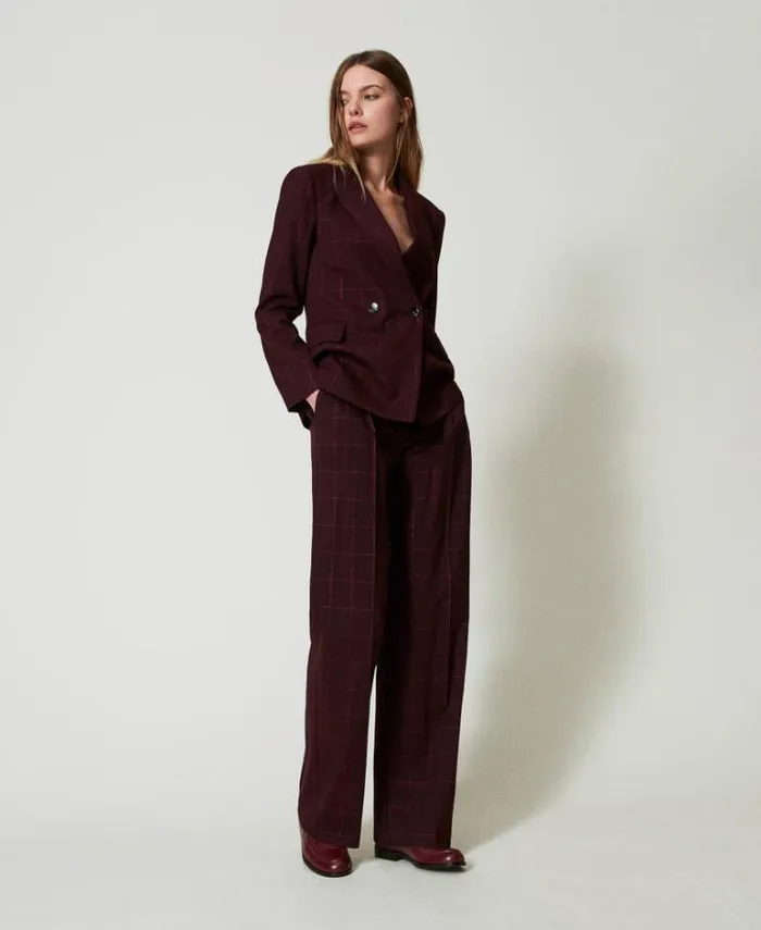 Twinset Blazers Blazer With Lurex Check Pattern Potent Purple 8211 Clothing